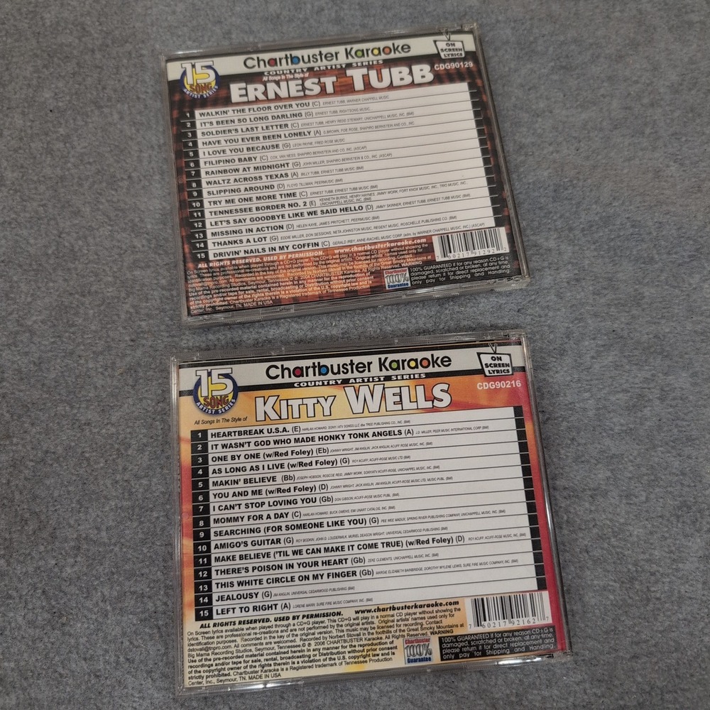 Chartbuster Karaoke Ernest Tubb and Kitty Wells Country Artist Series CDs Lot - Picture 2 of 2